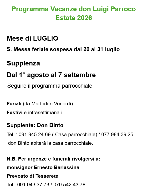 Vacanze 2026 Don Luigi
